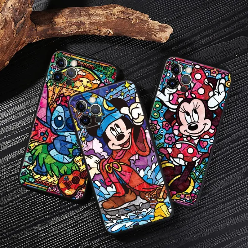 Фото Чехол Disney с росписью в стиле витражей с Минни и Микки для iPhone 17, 16, 15, 14, 13, 12, 11 Pro Max Plus, а также для iPhone 17 Pro, 17E, Air, 16E. №1