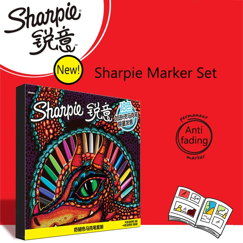 24 Color Sharpie Sharp Marker Pen Set Student Animation Desi