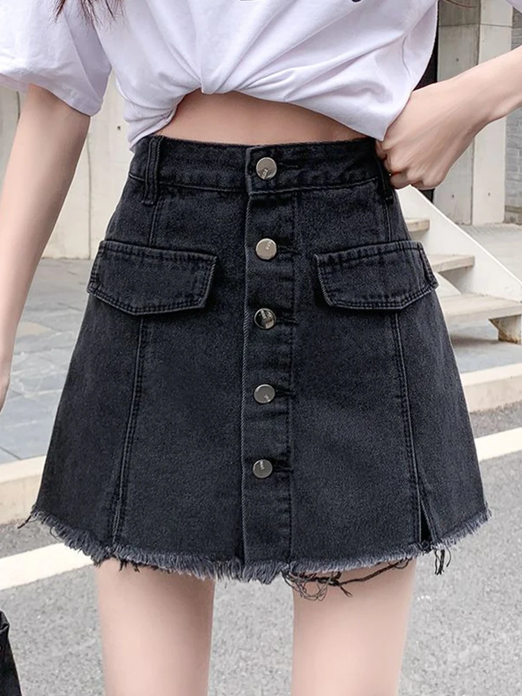 Summer Casual Women Empire Slim Single Breasted Denim Culottes Fashion Lady High Street Bodycon Denim Shorts