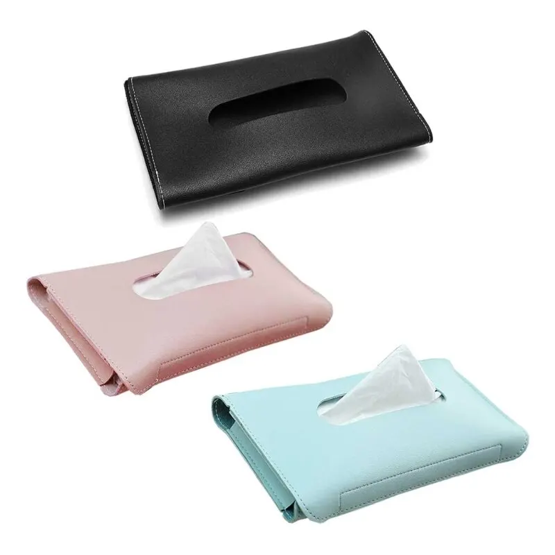 

1Pcs Car Tissue Box Towel Sets Car Sun Visor PU Leather Tissue Box Holder Car Accessories