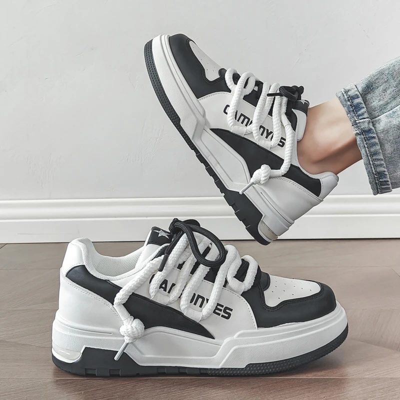 

Универсальные повседневные трендовые кроссовки, мужские модные кроссовки в Корейском стиле на платформе со шнуровкой, однотонная мужская обувь, модная обувь для мужчин, 2023