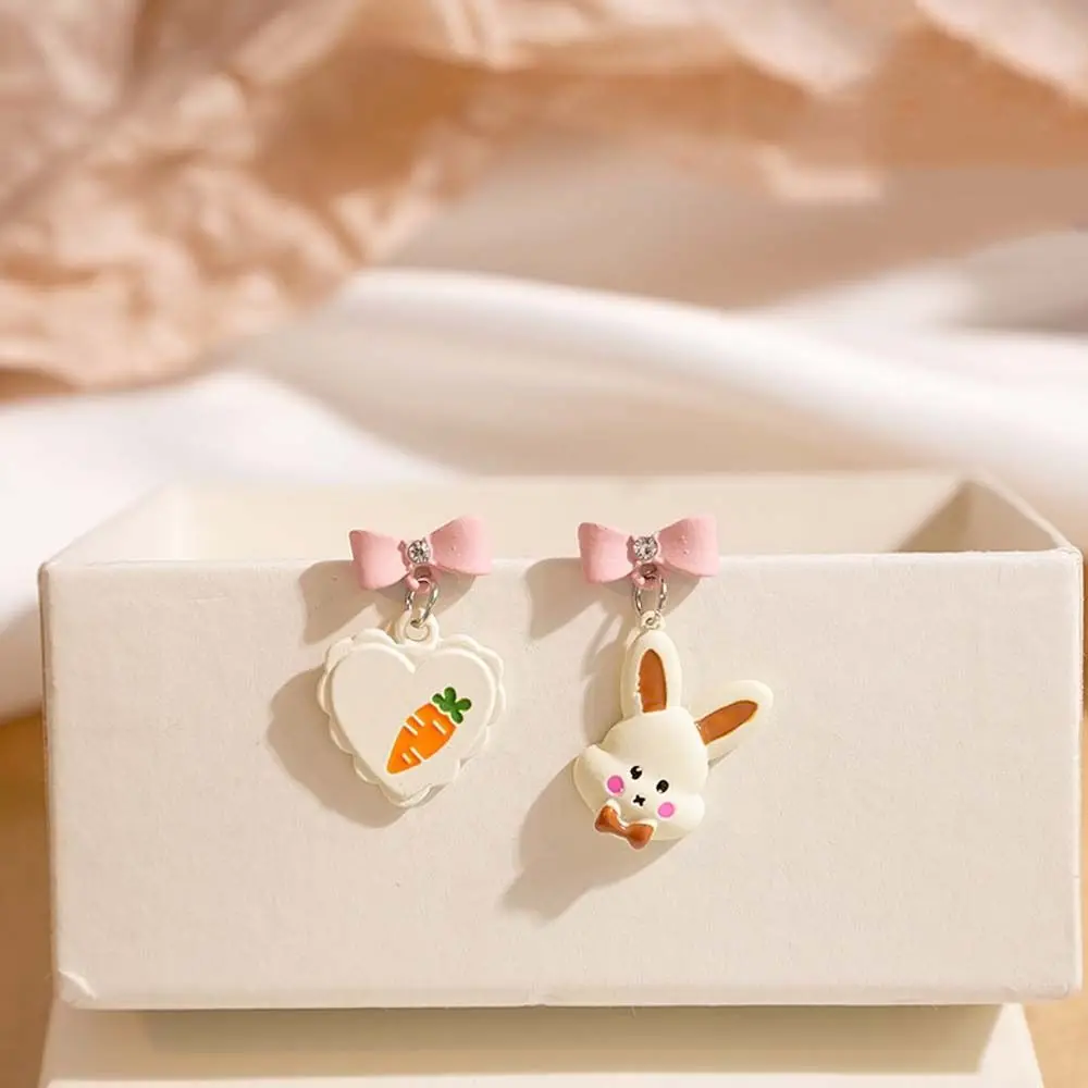 

1 Pair New Year Carrot Rabbit Plush Earrings Women Cat Drop Earrings Cute Bow Dangle Earrings Girls Jewelry Gifts