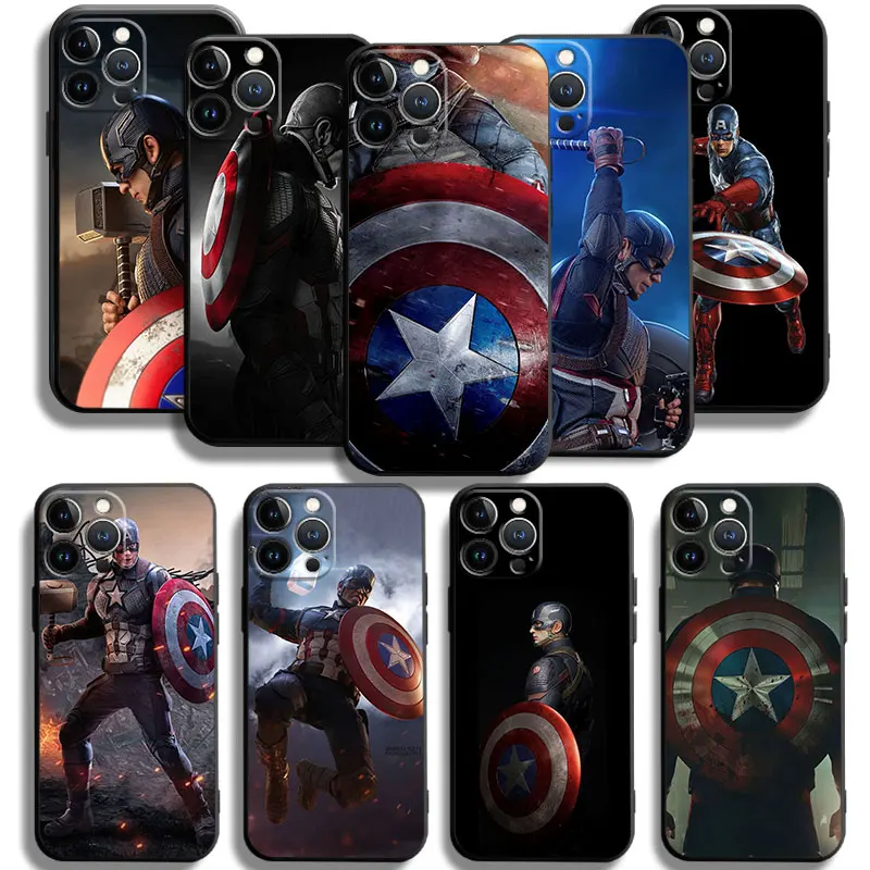 

Marvel Super Hero Captain America For Apple 14 13 12 11 Pro X XR XS Max 8 Plus Mini Silicone Case