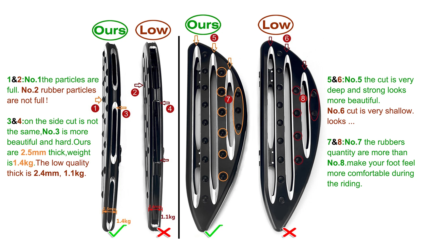 Хромированный передний водительский пол + задние колышки для harley хромированный
