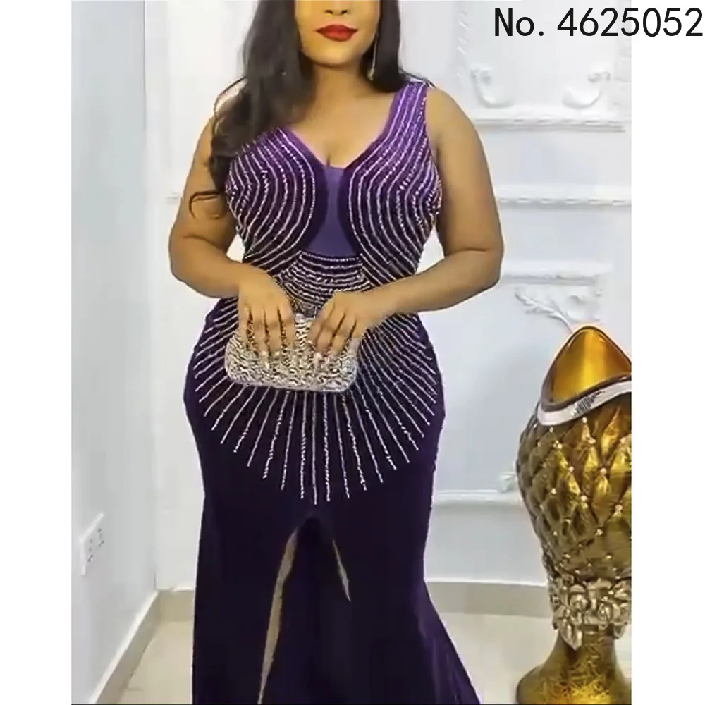 

Luxury Velvet Dresses For Women 2022 Elegant Wedding Party Gowns Sleeveless Bodycon Sexy Maxi Robe Ankara Dashiki Kaftan Wear