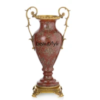 zqeuropean style ceramic inlaid copper creative flowerpot high end living room decoration vase decoration