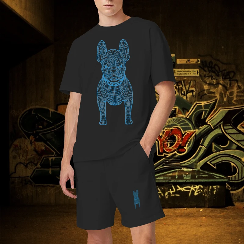 Korean Fashion Trend T-shirt Dog Print Short Sleeve luxury Men's Cotton loose Top T-shirt Unisex Free Shipping