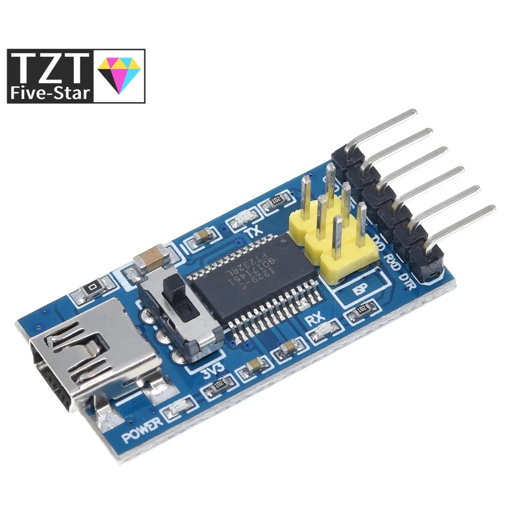 Фото Базовый модуль-адаптер FTDI FT232RL USB-TTL для Arduino, преобразователь последовательного интерфейса, 3.3В/5В, с переключателем FT232 №4