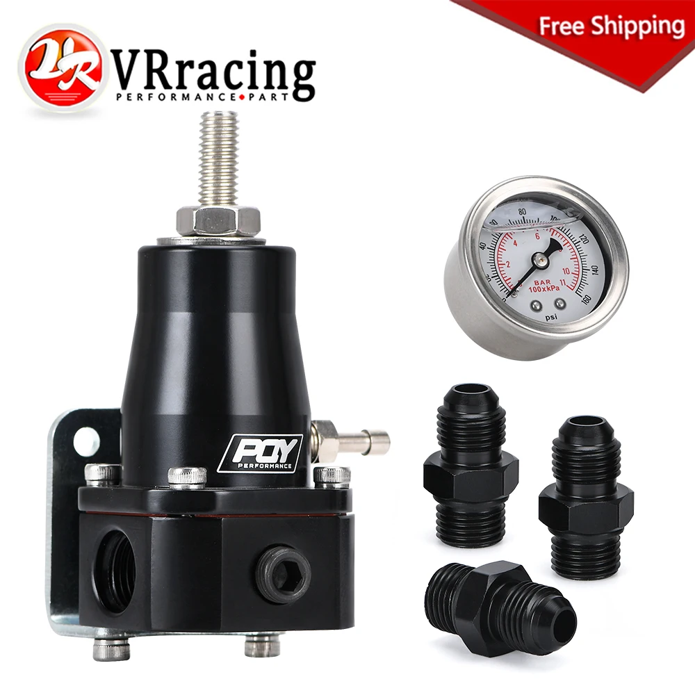

FREE SHIPPING UNIVERSAL FUEL PRESSURE REGULATOR + GAUGE + AN6 FITTING 30-70 PSI VR7845
