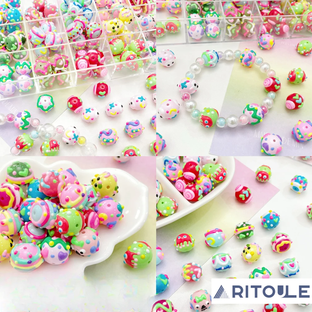 

Детские акриловые трехмерные бусины ручной росписи DIY браслет ручной работы из бисера аксессуары для ювелирных изделий