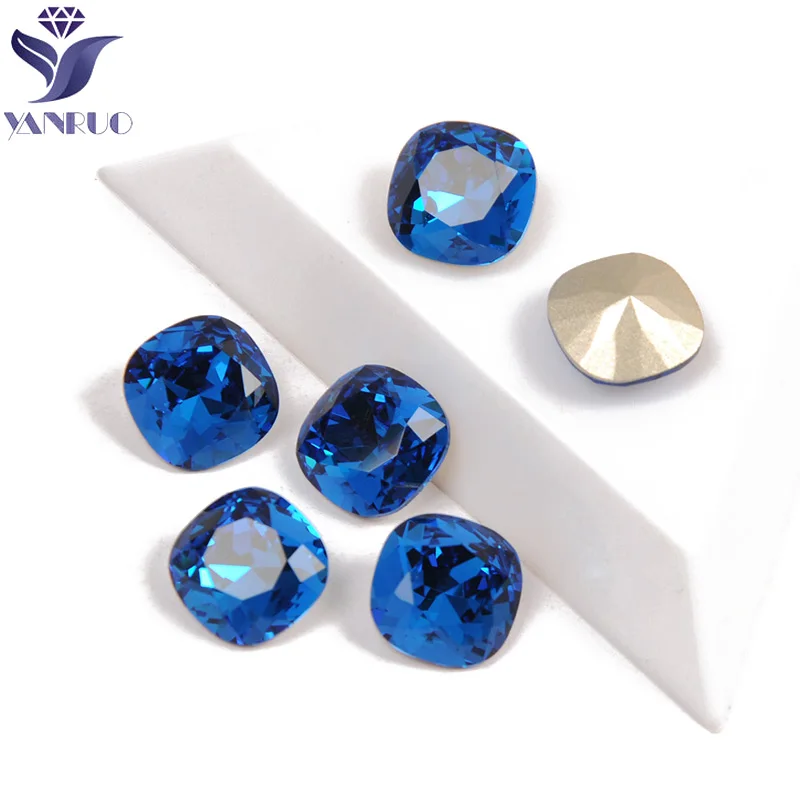 

YANRUO 4470 Super Beauty Capri Blue Color Top Quality Glass Crystal Strass Pointback Nail on Rhinestones For 3D Gems