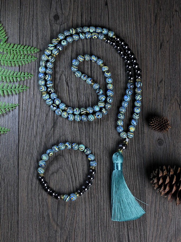 

mala 108 beads 8mm malachite and Hematite long tassel necklace,japamalas 108 beads free shipping,108 piece socket set,Wholesale