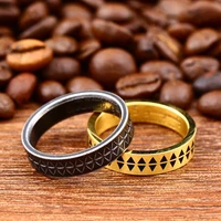 simple vintage black sawtooth stainless steel mens womens rings charm trendy for couple girl boyfriend jewelry creativity gift