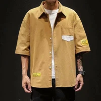 mens shirts vintage casual wear short sleeve summer plus size embroidered coat male square neck top button up mens clothing