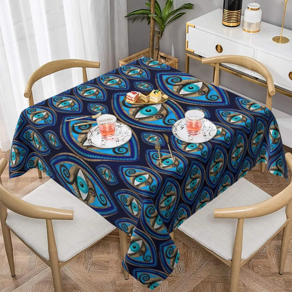 

Evil Eye Amulet Tablecloth Greek Mati Print Print Protector Table Cover Polyester Dinner Wholesale Elegant Table Cloth