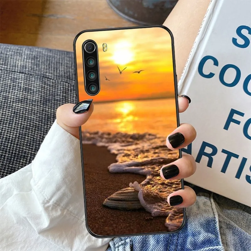Чехол для телефона Sea Beach Xiaomi Redmi Note 11 10 9T 8 7 Pro 9 9A 9C 6 мягкий черный чехол |