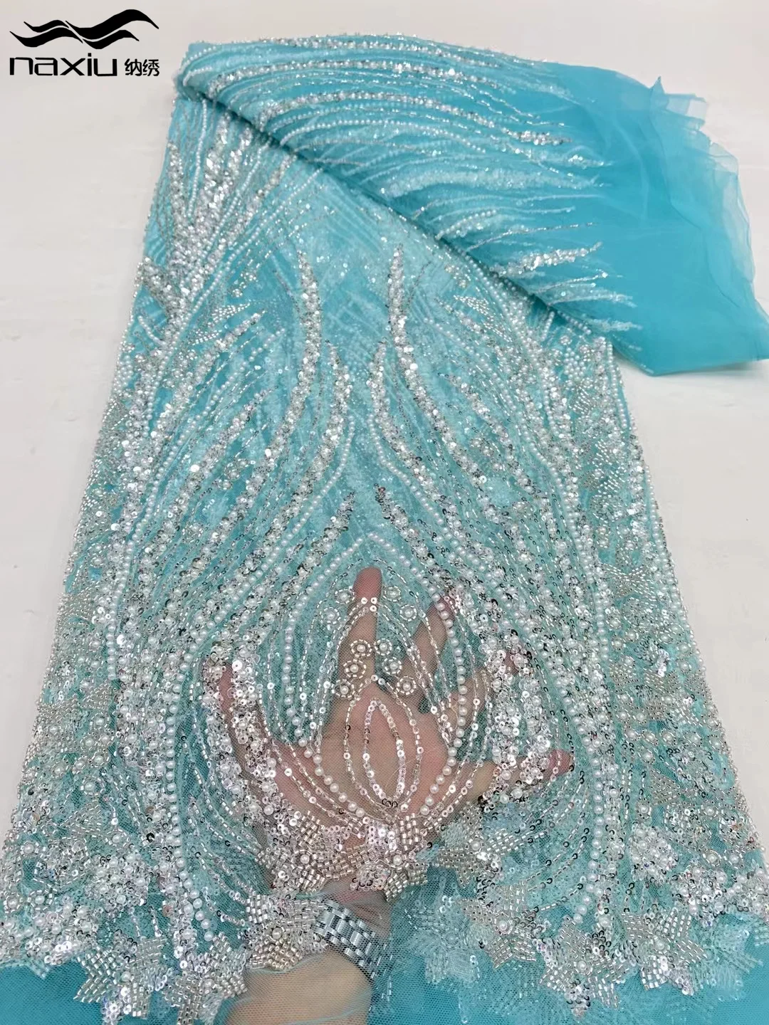 Роскошная африканская кружевная ткань Madison ручной работы 2024 высокое качество 5