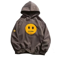fezco 2022 spring harajuku zipper pocket smile face fleece hoodies sweatshirt hip hop casual oversize women man hooded top