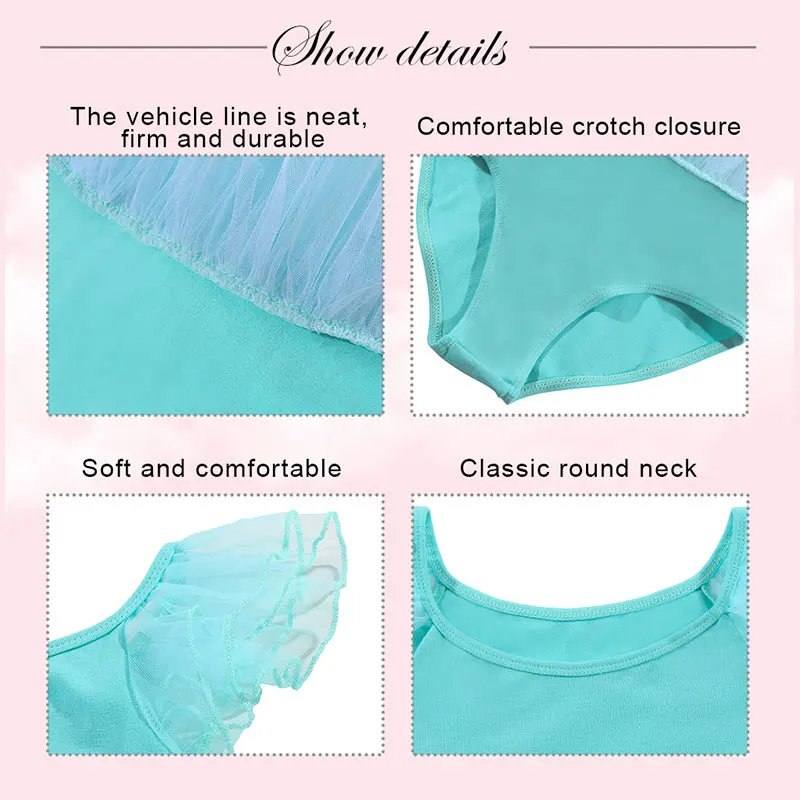 AOQUNFS Girls Ballet Tutu Dress Kids Gymnastics Leotards Tulle Skirt Cotton Dance Bodysuits Pink Swan Lake Ballet Costumes