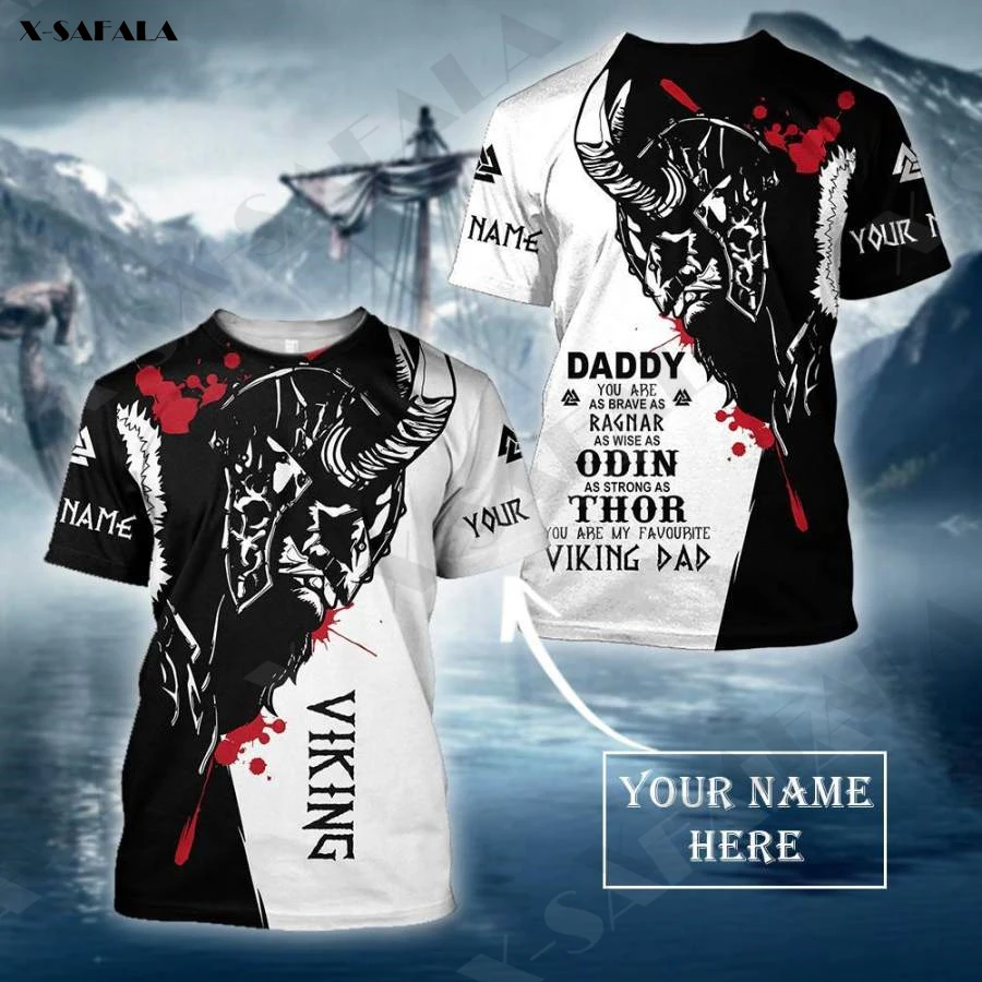 

Vikings Dad Skull Odin Thor Axe 3D Print Men T-Shirts Tops Tees Short Sleeve Casual 2022 New High Quality Classical