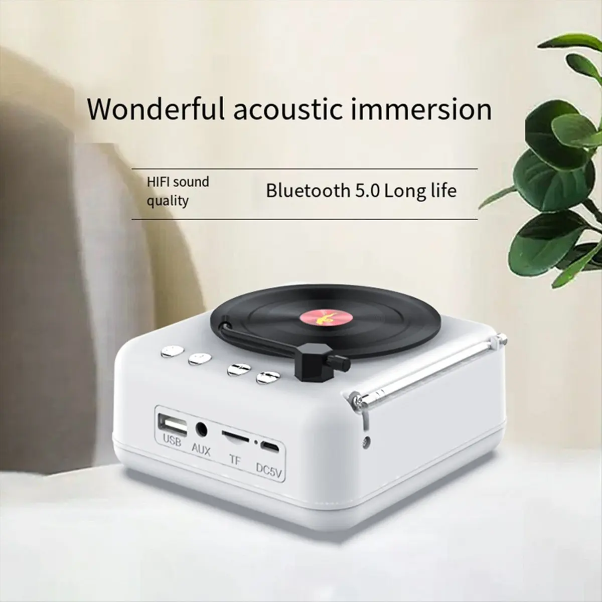 Фото Портативная Bluetooth-колонка Manovo, мини-колонка для музыки, пластик с текстурой дерева + электронные компоненты, громкоговоритель №1