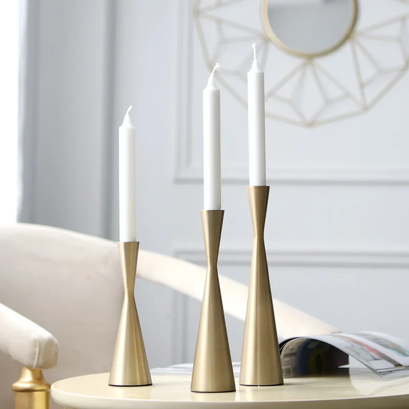 

Modern Gold Silver Aluminium Stick Candle Holders In Small Middle Large Sizes For Home Tabletop Wedding Party Decorations Gifts