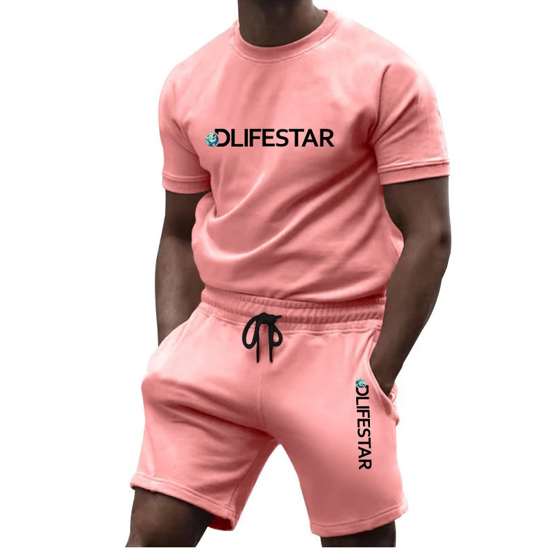 Summer Men's Sportswear Brand Fitness Sets Running Clothes Casual Suit T-shirt + Shorts Breathable 2-Piece Tracksuit Men Clothin