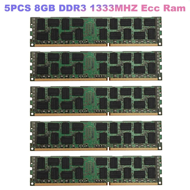 

5PCS 8GB DDR3 1333MHZ Ecc Ram Memory 1.35V 2RX4 REG Ecc RAM PC3L-10600R For Server Workstation