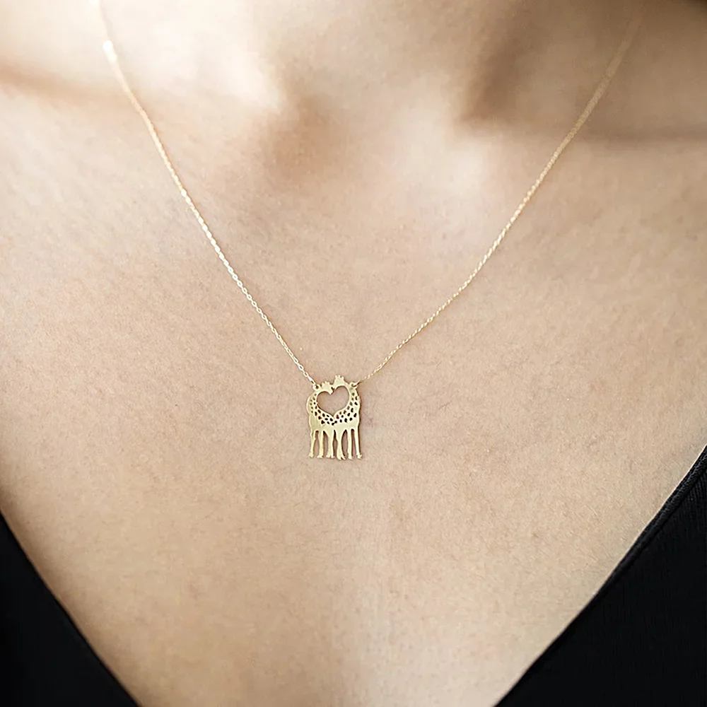 Ожерелье с двумя искусственными подвесками жираф парные подвески ожерелья милые