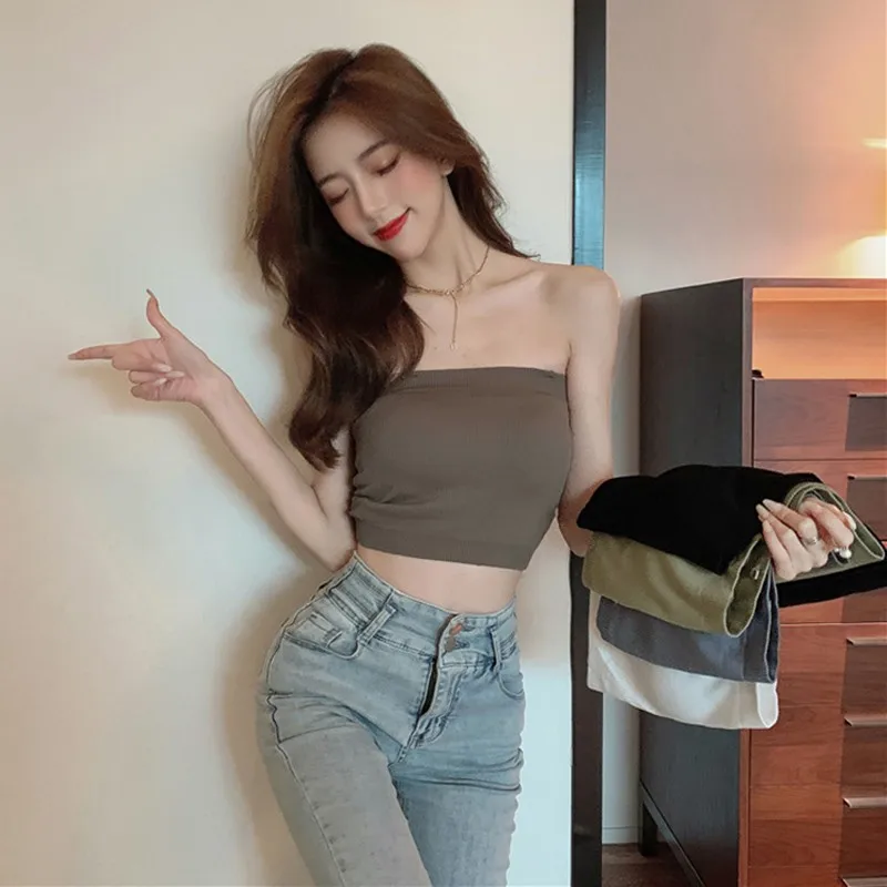 

Black Women Tops Top Summer Tank Sleeveless Femme Beach Korean Harajuku Crop Casual Solid Sexy Haut Spaghetti Mujer Strap