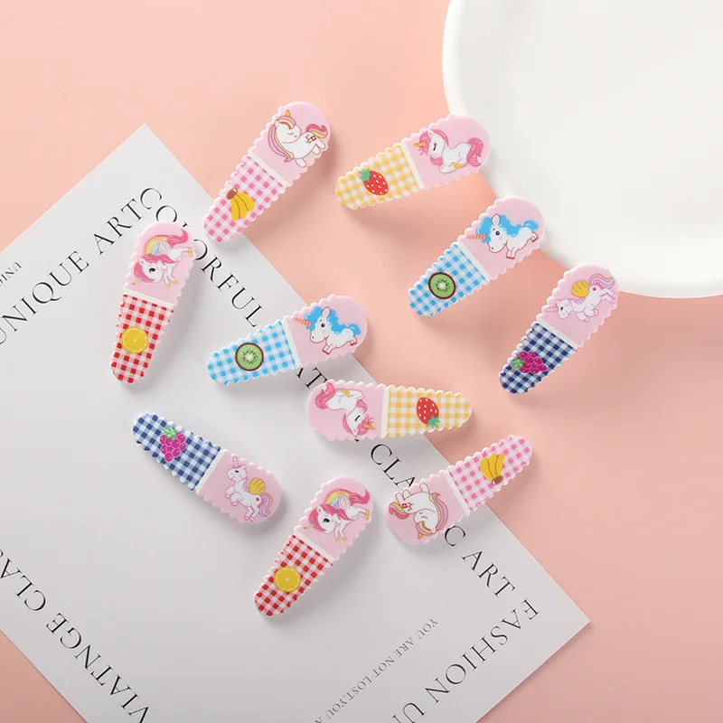 

5pc Hot Plaid Unicorn BB Hair Side Clips for Women Girls Kids Child Hairpin Gift Hair Accessories Headwear Ornament