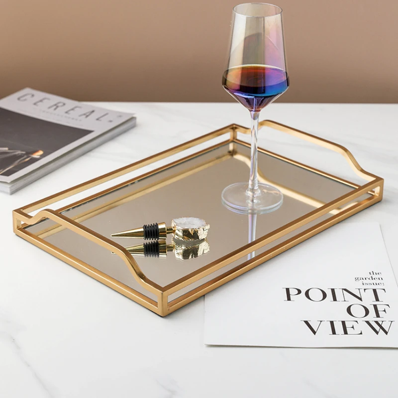 Поднос из позолоченного стекла зеркальный поднос для хранения прямоугольное