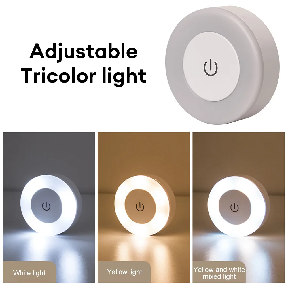 

LED Touch Sensor Night Lights USB Rechargeable Magnetic Base Wall Lights Round Portable Dimming Night Lamp For Room Decor