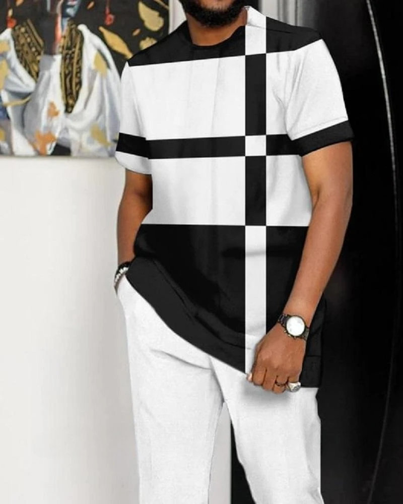

Summer Tracksuits Set Men Short Sleeve T Shirt Long Trousers 2 Piece Man Oversized Vintage Joogging Clothing 3D Print Pants Sets