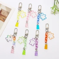 colorful cartoon bear leather hanging fashion jewelry key chain pendant accessories key ring bag pendent