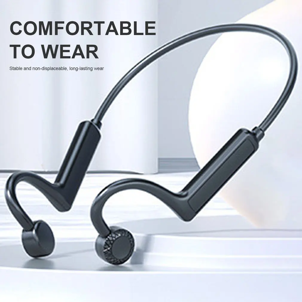 

Bone Conduction Earphone Wireless 5.1 Waterproof Sports Hands Free Headset With Microphone Noise Cancelling Earbuds