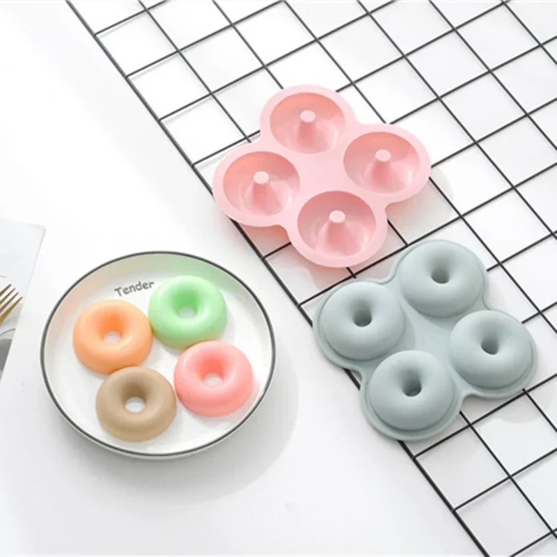 4 полости в форме пончика креативный Силиконовый поднос для торта искусственные