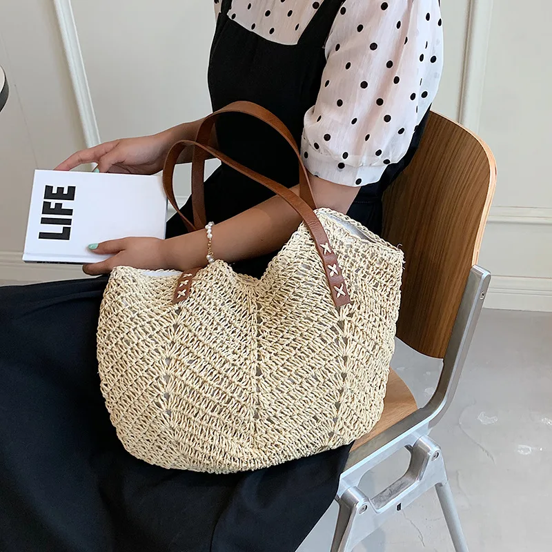 Shoulder Bag Weave Handbag Beach Bag Women Casual Summer Bag Handbag Fashion Woven Bag