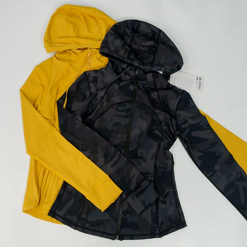 Lulu Women Long Sleeve Hooded Define Jacket Yoga Sports Coat Fleece Sweater Zipper Gymnasium Fast-drying Running Pockets Blouse