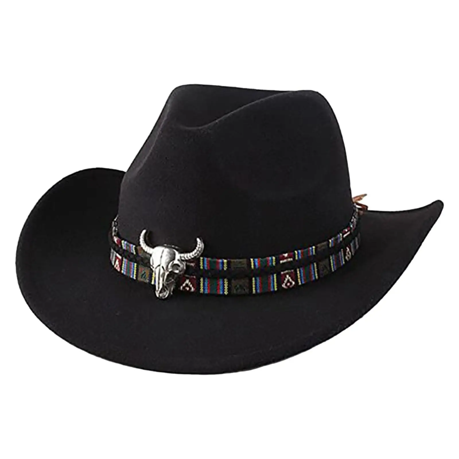 

Felt Cowboy Hat Hat Band Vintage Windproof Western for Winter Outdoor Men