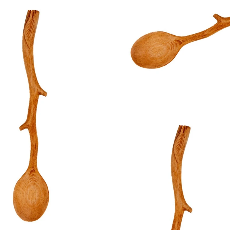 

Japanese Style Beech Spoons,Branch Shape Long Handle Scoop,Coffee Stirring Spoon,Tableware