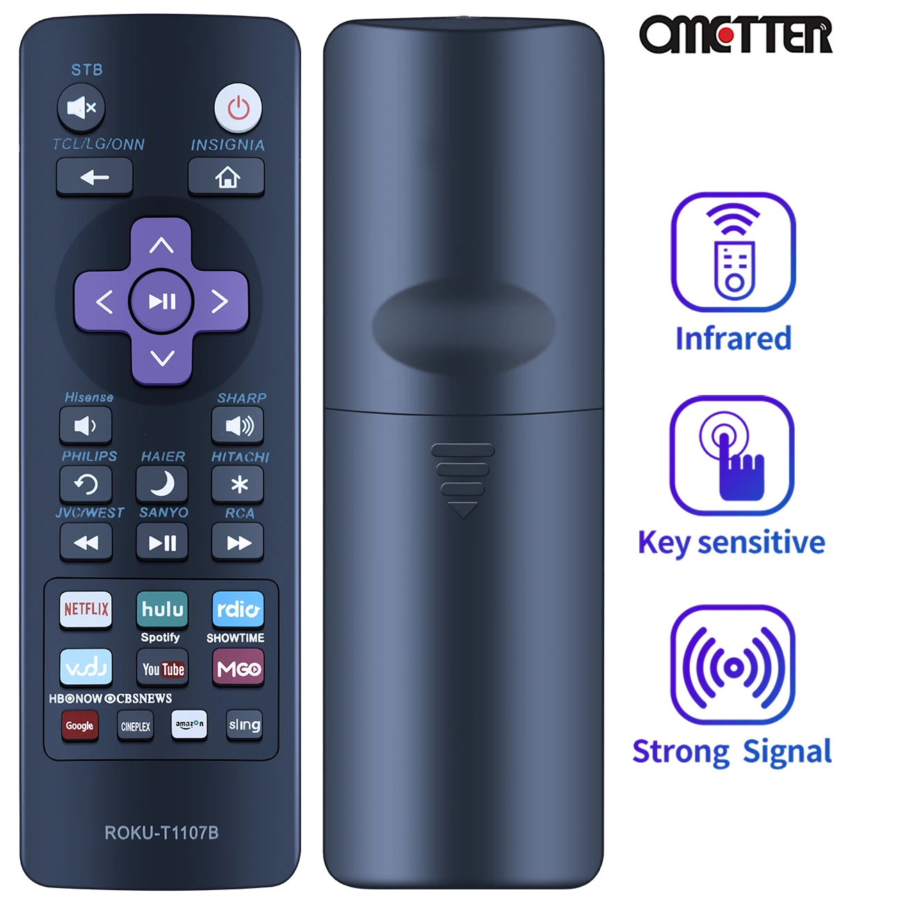

Universal Remote Control T1107B For Streaming Player Boxes TV TCL ONN Hisense RCA Haier