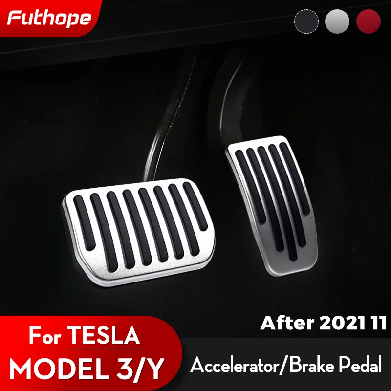 

Futhope 2021-22 Car Foot Pedal Pads Covers For Tesla Model 3 Y Accessories Aluminum Alloy Accelerator Brake Rest Pedal Three