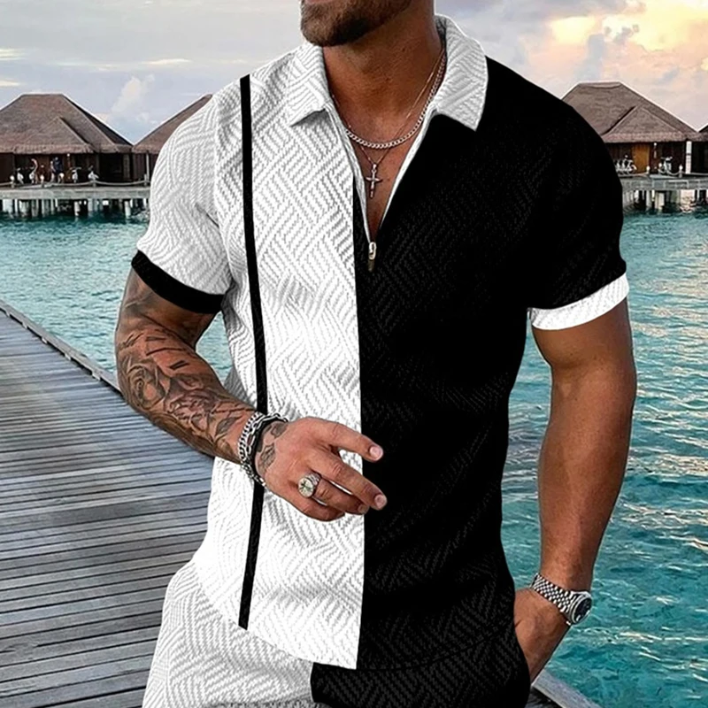 

S-5XL Men's Casual Summer Short Sleeve Polo Shirts Men Male Zip Tee Shirt Men Tops Street Golf Clothing Clothes For Men 2022