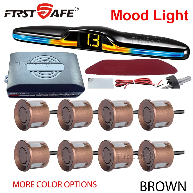 

Заводской комплект переднего и заднего датчика парковки FirstSafe, система отображения освещения настроения, резервный монитор, детектор, помощник 6, 8, радарный датчик