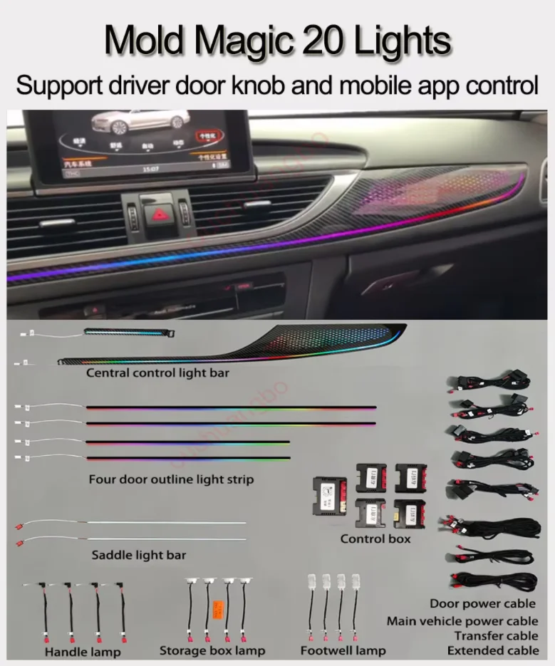 

Ouchuangbo окружающий свет для A6 C7 S7 S6 A7 RS6 RS7 2013-2018 комплект атмосферных ламп с окружающей подсветкой Symphony 256 цветов