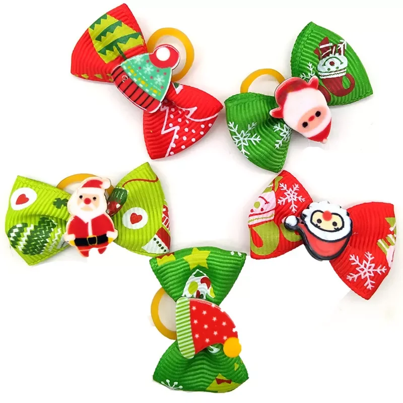 

2022New Pcs Pet Grooming Supplies Christmas Puppy Cat Birthday Hair Bows Rubber Bands Dog Hair Accessories Random Color