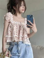 floral short sleeved summer style top shirts fashion blouses 2022 cheap vintage clothes for women female clothing harajuku kawai