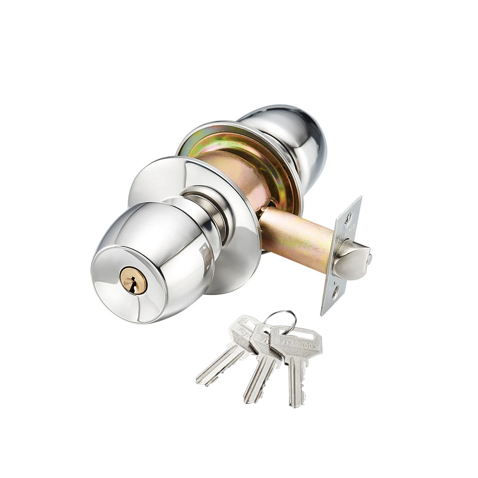

Universal Snib Locking Interior Bedroom Hardware Extra Security Door Knob Lock Accessories Polished Chrome With Keys Home Office