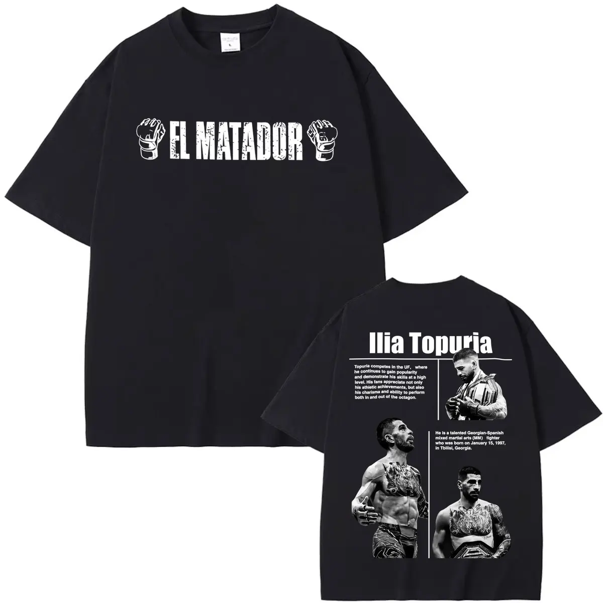 Фото Футболки Ilia Topuria El Matador La Leyenda Merch для мужчин и женщин, готические футболки в стиле Харадзюку, повседневные хлопковые футболки оверсайз №1